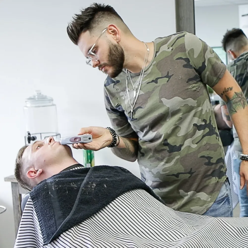 Hot towel straight razor shave